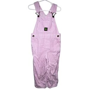 John Deere Hickory Pink White Stripe Overalls Toddler Kids Farm Work Style 4T